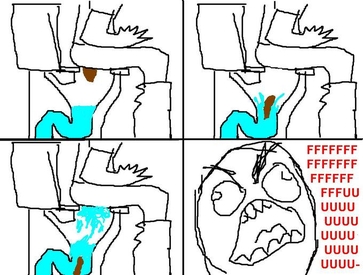 The first rage comic: four crude panels ending in a screaming face yelling FFFFUUUU